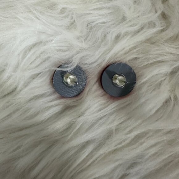 Pink Mirror Circle Stud Earrings Handmade  8717 - Picture 2 of 3